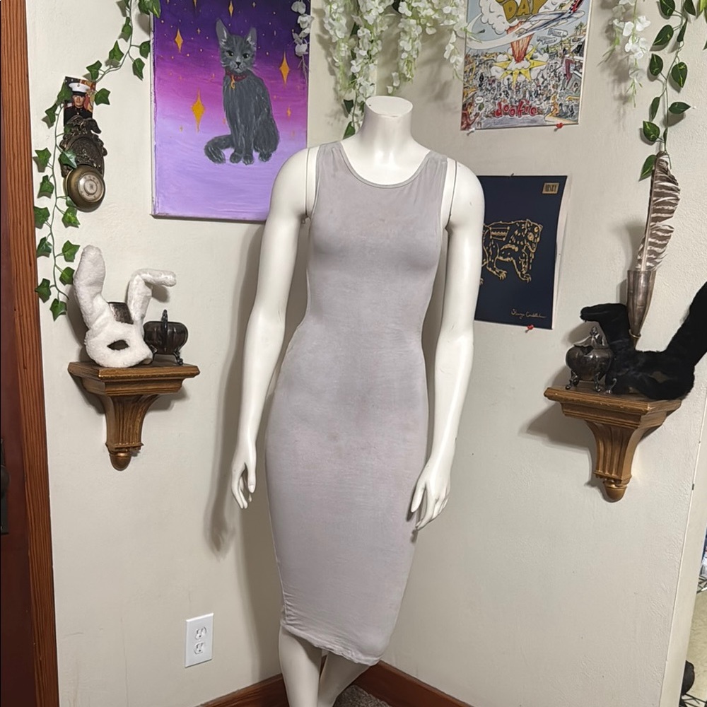 Gray Sleeveless Open Back Bodycon Dress